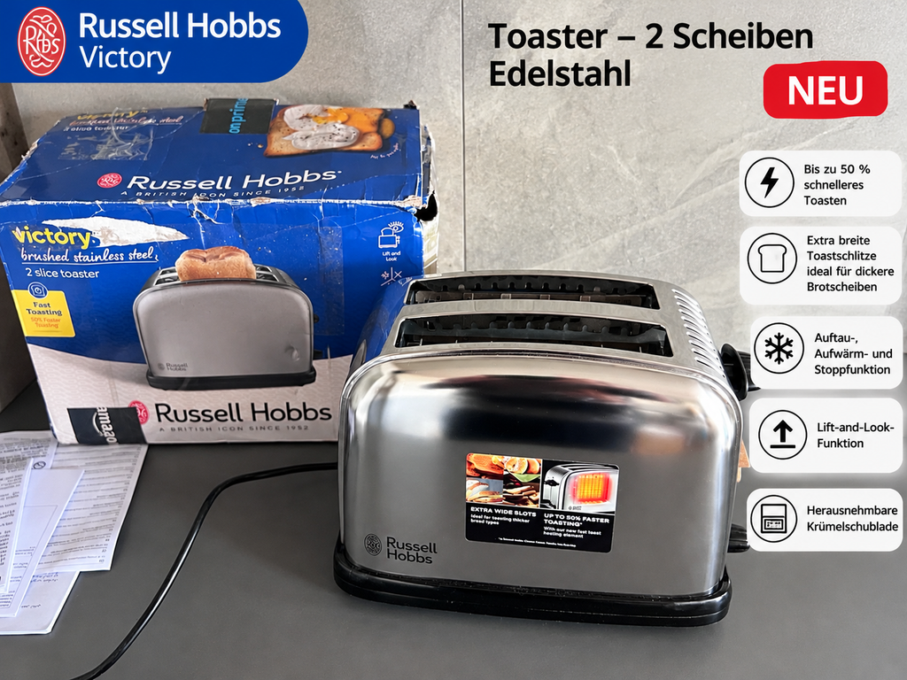 Russell Hobbs Victory Toaster – 2 Scheiben, Edelstahl