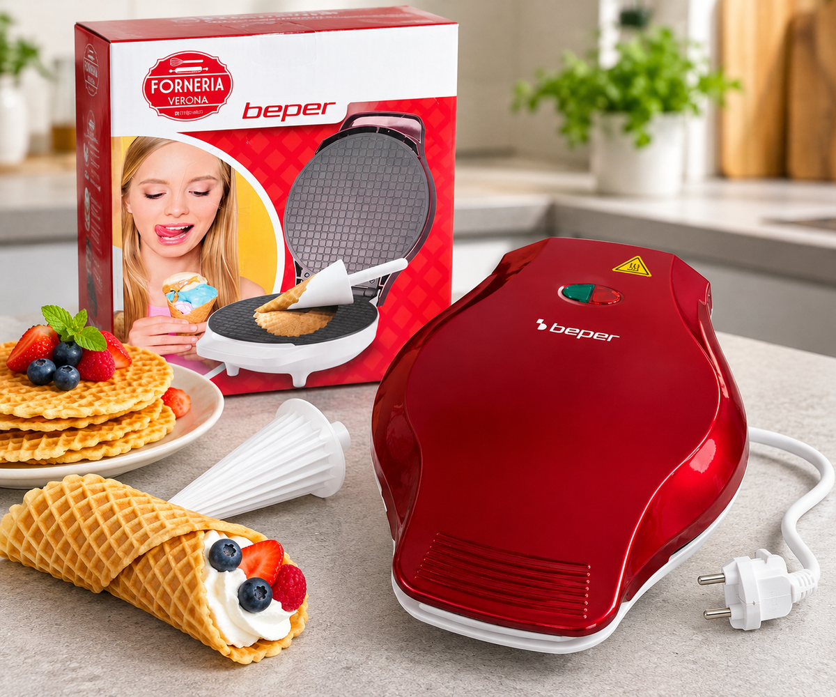 Beper Waffeleisen – Für süße & herzhafte Waffeln – Rot