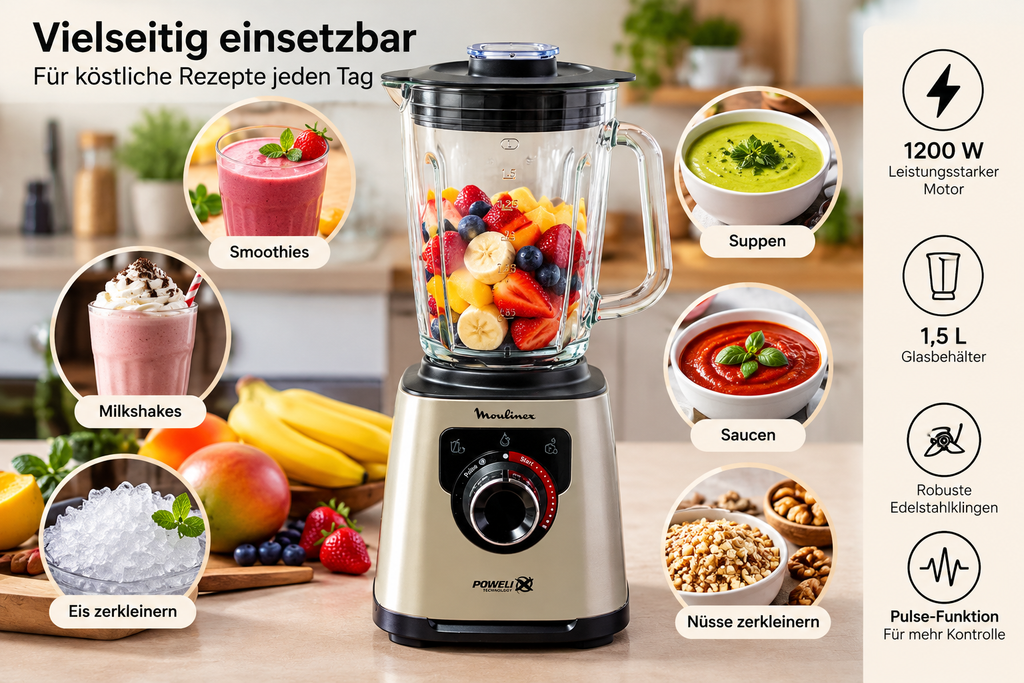 Moulinex Standmixer mit Glasbehälter – Neu, Verpackung geöffnet