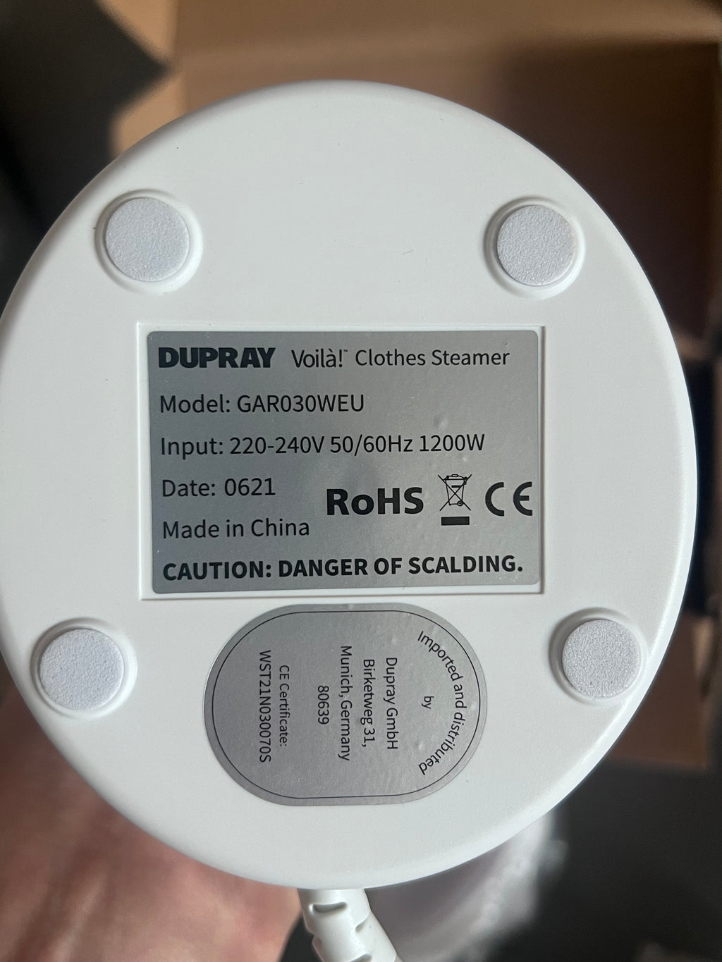 Dupray Voilà! Dampfglätter – 1200 W, 200 ml, Weiß