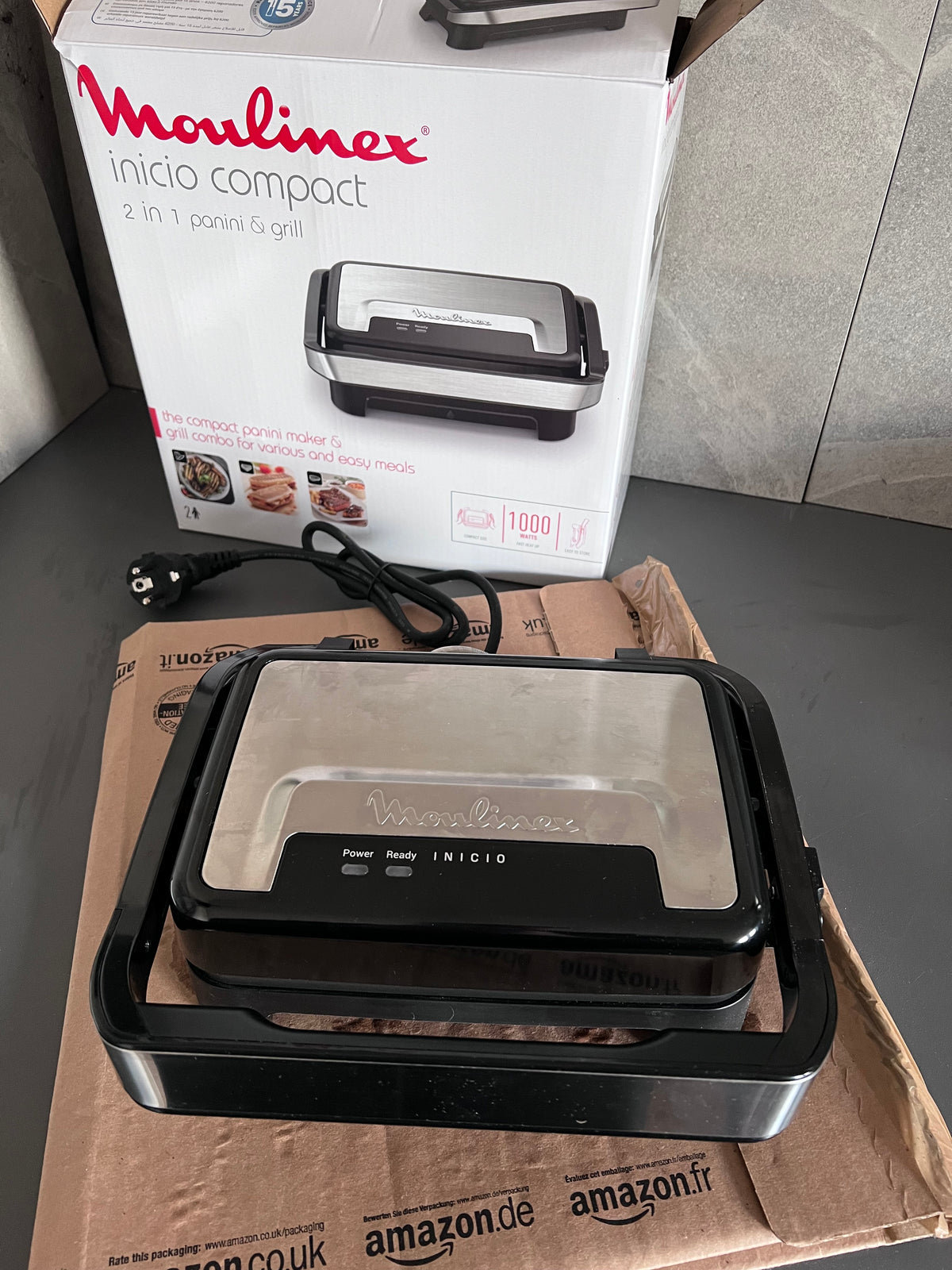Moulinex Inicio Compact – Kontaktgrill & Paninimaker 2-in-1 – 1000 W
