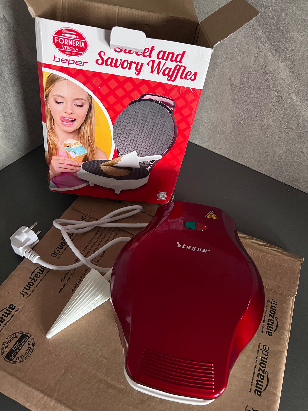 Beper Waffeleisen – Für süße & herzhafte Waffeln – Rot